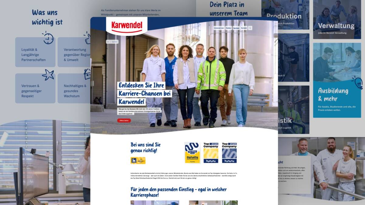 Startseite des neuen Karwendel-Karrierebereichs