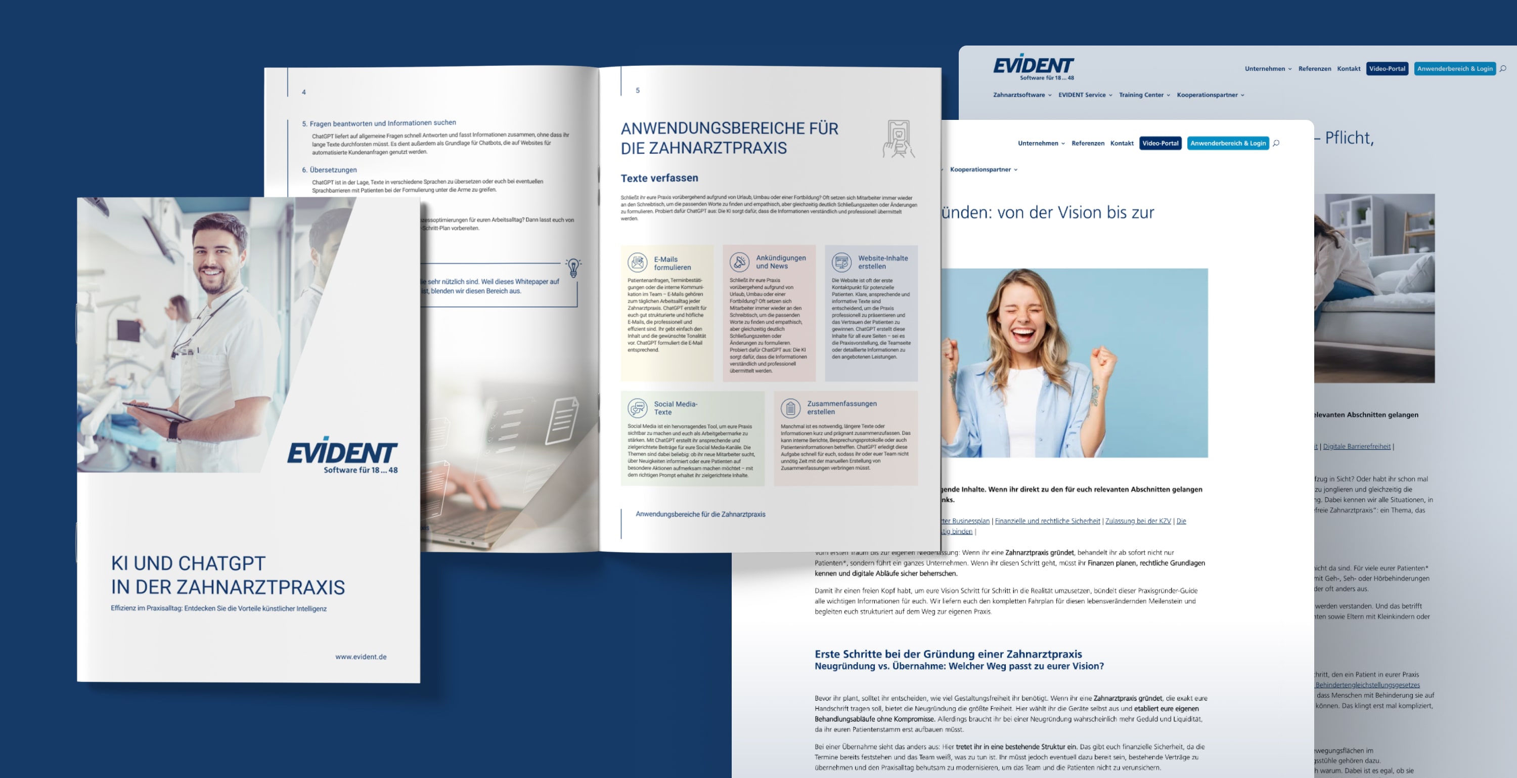 EVIDENT Whitepaper und Blog-Layouts für Zahnarztsoftware